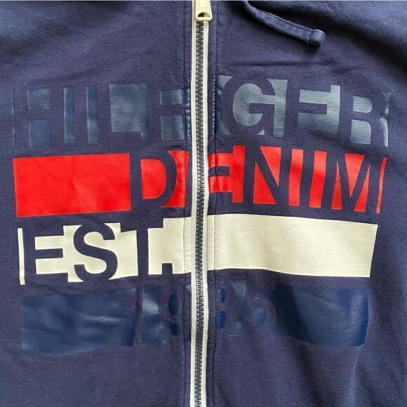 Tommy Hilfiger Jacket Zip Front Hooded Red White Blue Lightweight Mens Sz Medium - Picture 5 of 9